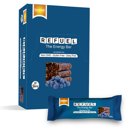Desert Palm Refuel Blueberry Pie Fruit & Nuts Bar with Extra Nuts - Gluten-free, Vegan Snack Bar with 100% Natural Ingredients & No Added Preservatives - 10 Count